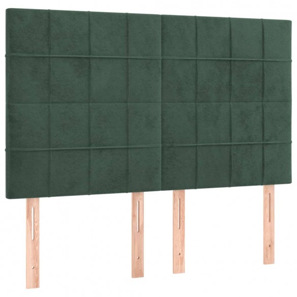 Cadre de lit et matelas Vert foncé 140x200cm Velours