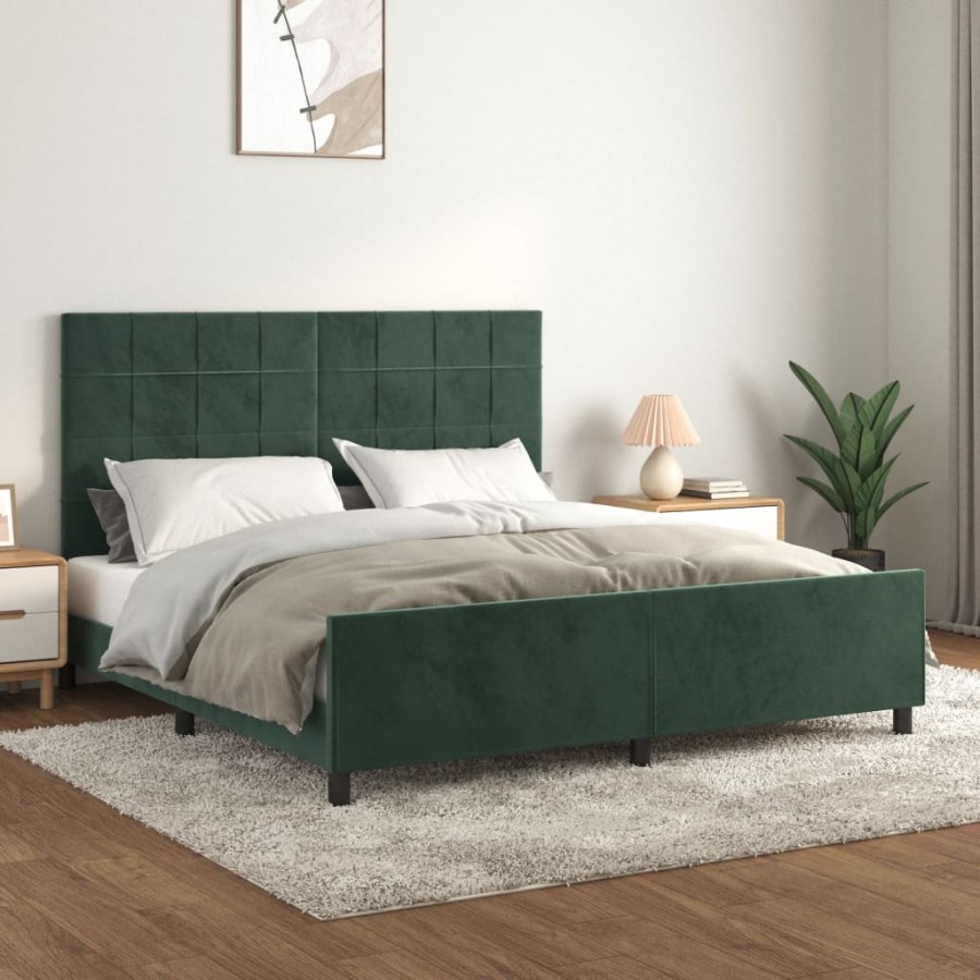 Cadre de lit avec tête de lit Vert...