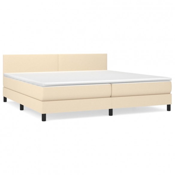 Cadre de lit avec matelas Crème 200x200 cm Tissu