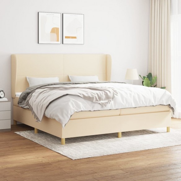 Cadre de lit avec matelas Crème 200x200 cm Tissu