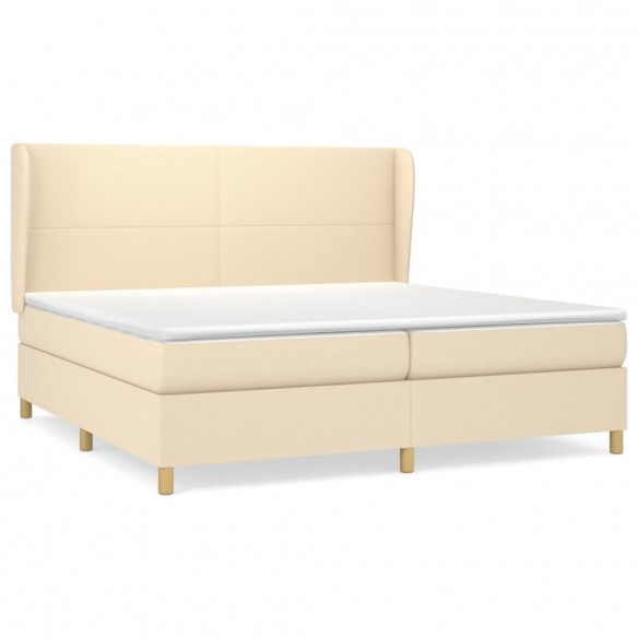 Cadre de lit avec matelas Crème 200x200 cm Tissu