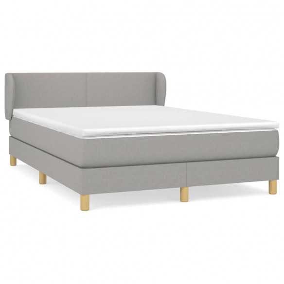 Cadre de lit avec matelas Gris clair 140x190cm Tissu