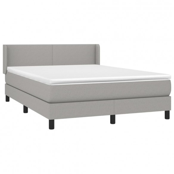 Cadre de lit avec matelas Gris clair 140x200cm Tissu