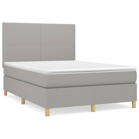 Cadre de lit avec matelas Gris clair 140x190cm Tissu