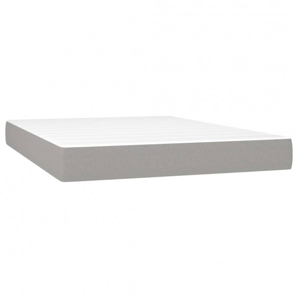 Cadre de lit et matelas et LED Gris clair 140x190 cm