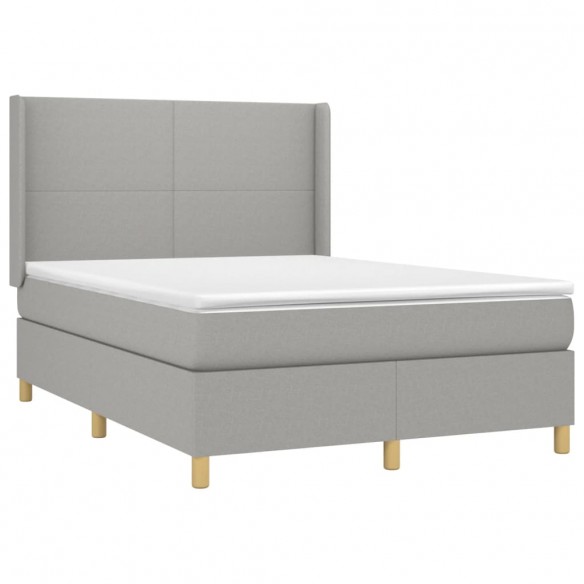 Cadre de lit matelas LED Gris clair 140x190 cm Tissu