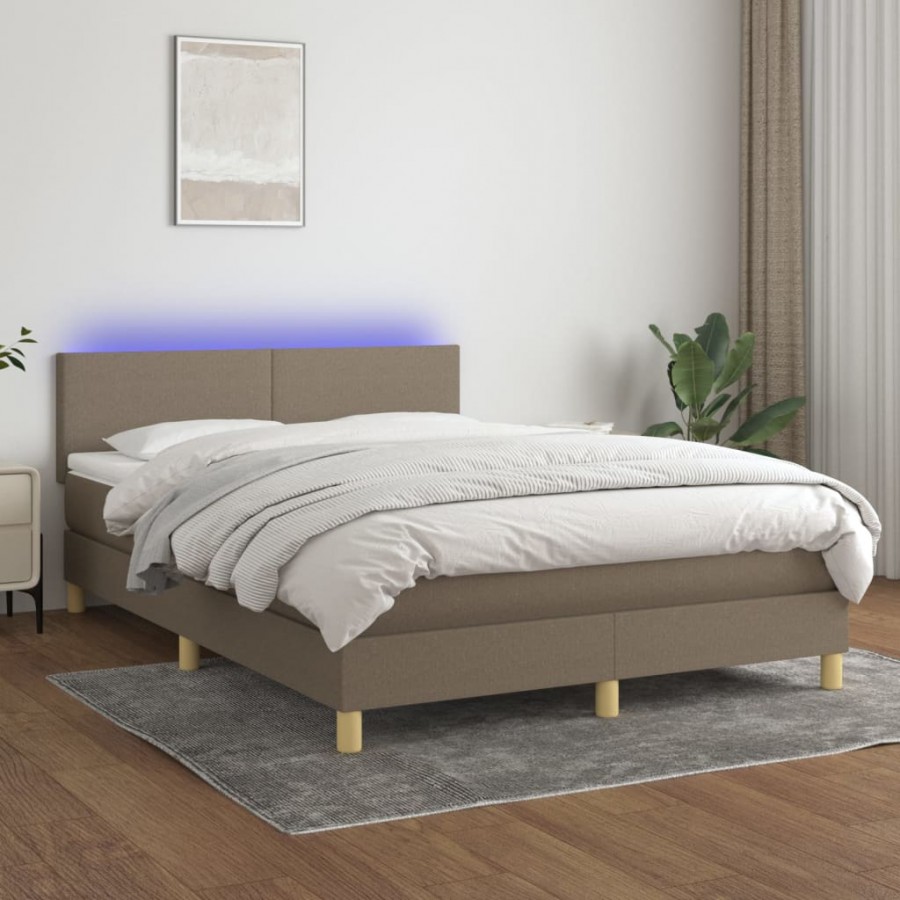 Cadre de lit avec matelas LED Taupe...