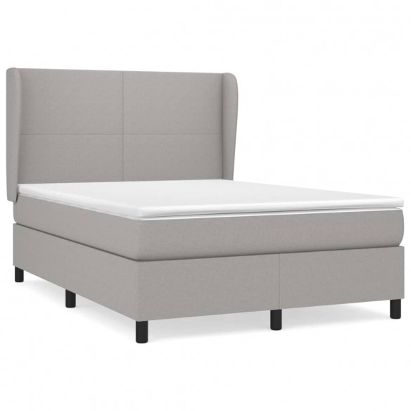 Cadre de lit avec matelas Gris clair 140x200cm Tissu