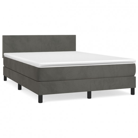 Cadre de lit et matelas Gris foncé 140x190cm Velours