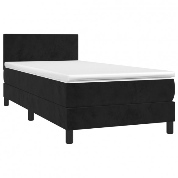 Cadre de lit avec matelas LED Noir 80x200cm Velours