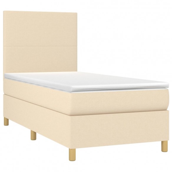 Cadre de lit et matelas et LED Crème 80x200cm Tissu