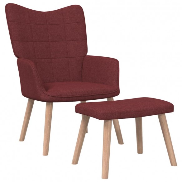 Chaise de relaxation avec tabouret Rouge bordeaux Tissu