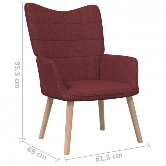 Chaise de relaxation avec tabouret Rouge bordeaux Tissu