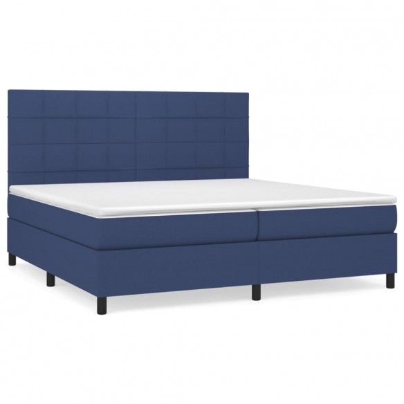 Cadre de lit avec matelas Bleu 200x200 cm Tissu