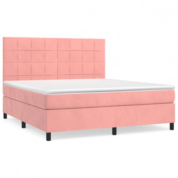 Cadre de lit avec matelas Rose 180x200 cm Velours