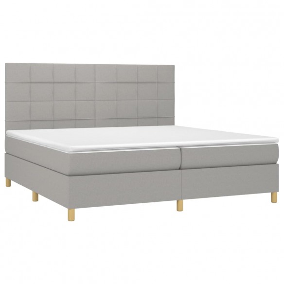 Cadre de lit avec matelas Gris clair 200x200cm Tissu