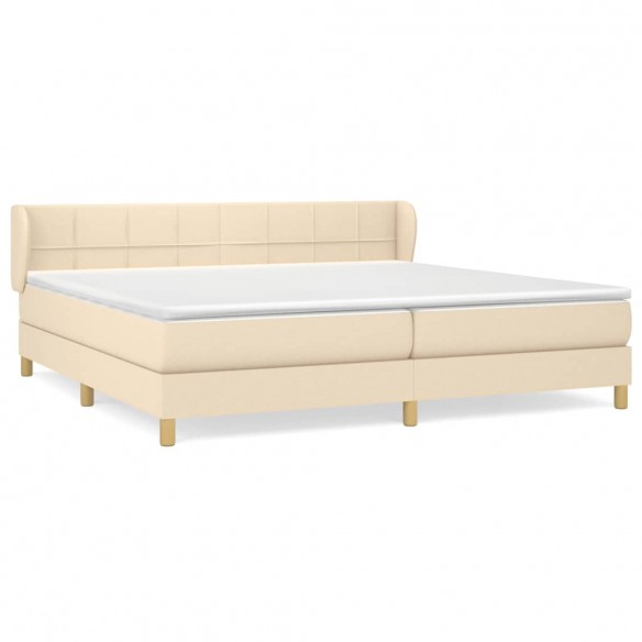 Cadre de lit avec matelas Crème 200x200 cm Tissu