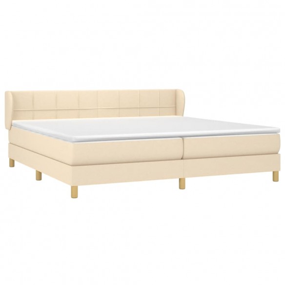 Cadre de lit avec matelas Crème 200x200 cm Tissu