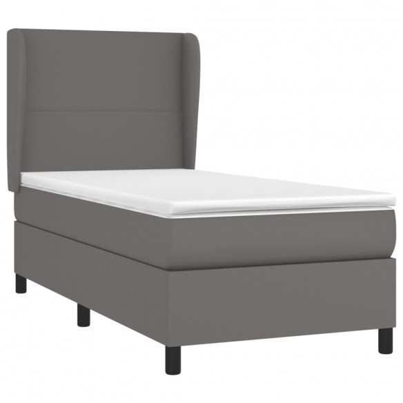 Cadre de lit avec matelas Gris 100x200 cm Similicuir