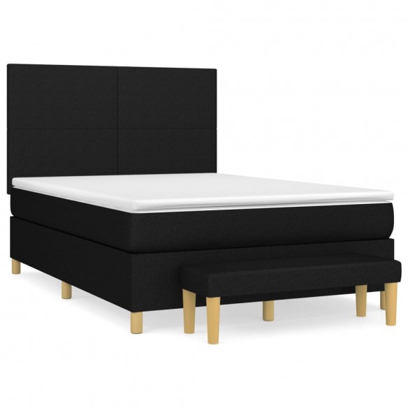 Cadre de lit avec matelas Noir 140x200 cm Tissu