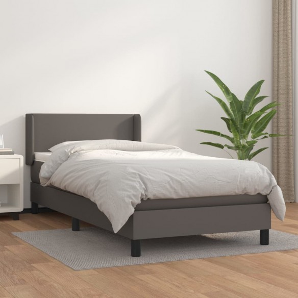 Cadre de lit avec matelas Gris 90x190 cm Similicuir