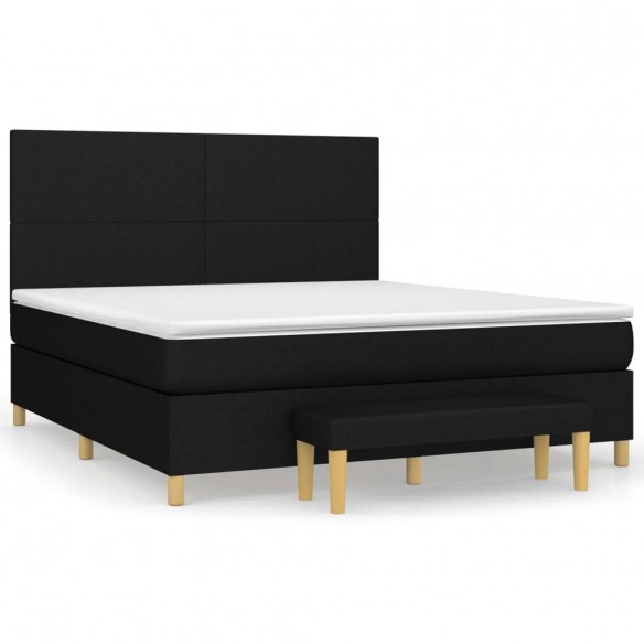 Cadre de lit avec matelas Noir 160x200 cm Tissu