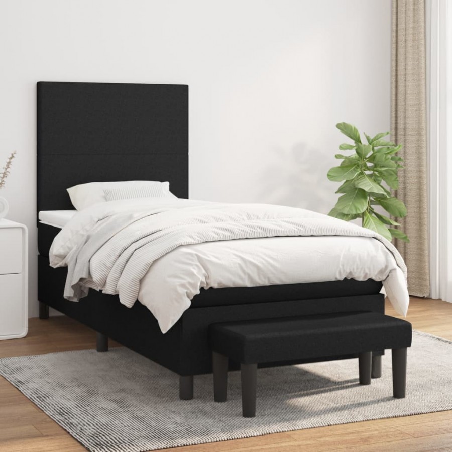 Cadre de lit et matelas Noir 80x200 cm Tissu