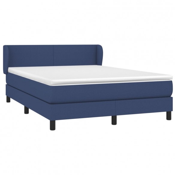 Cadre de lit avec matelas Bleu 140x190 cm Tissu