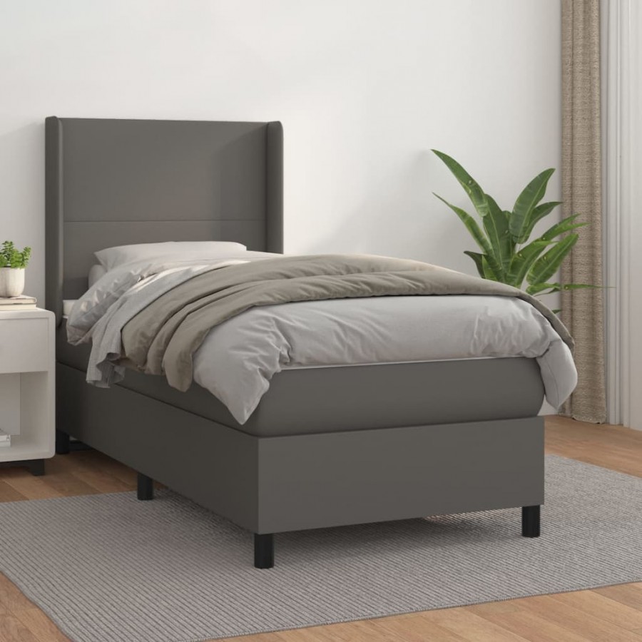 Cadre de lit avec matelas Gris 80x200 cm Similicuir