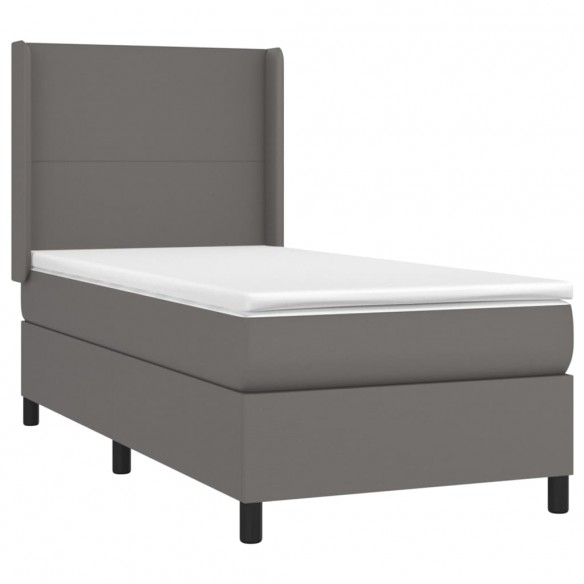 Cadre de lit avec matelas Gris 80x200 cm Similicuir