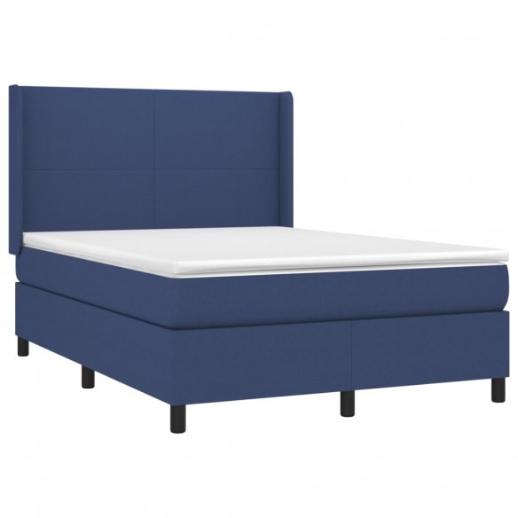 Cadre de lit matelas et LED Bleu 140x190 cm Tissu