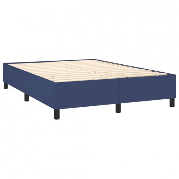 Cadre de lit matelas et LED Bleu 140x190 cm Tissu