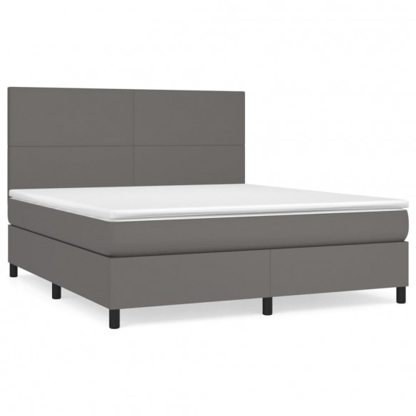 Cadre de lit avec matelas Gris 160x200 cm Similicuir