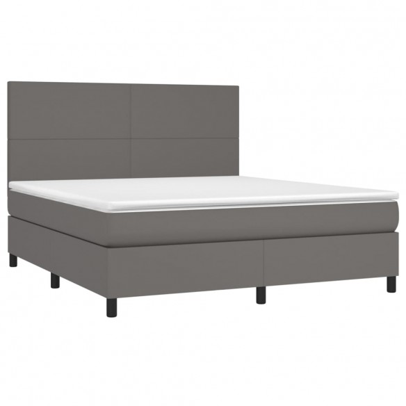 Cadre de lit avec matelas Gris 160x200 cm Similicuir