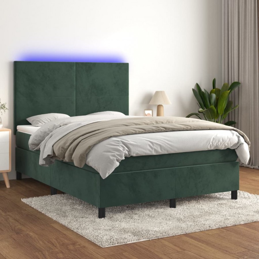 Cadre de lit avec matelas LED Vert...