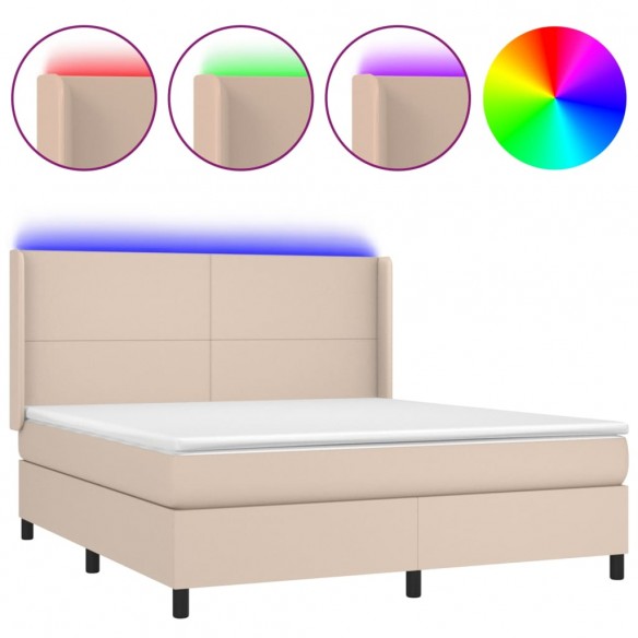 Cadre de lit matelas LED Cappuccino 160x200 cm