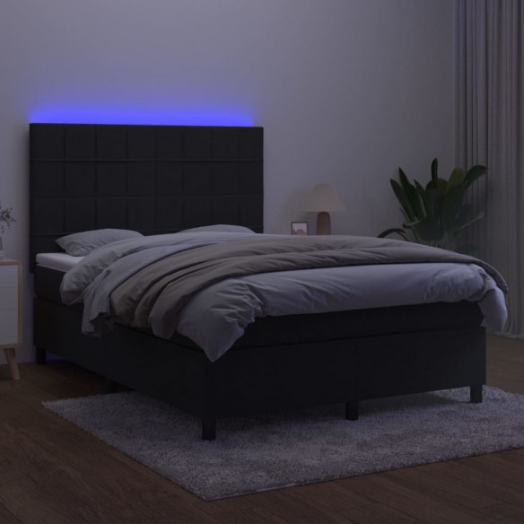 Cadre de lit matelas et LED Noir 140x190 cm Velours