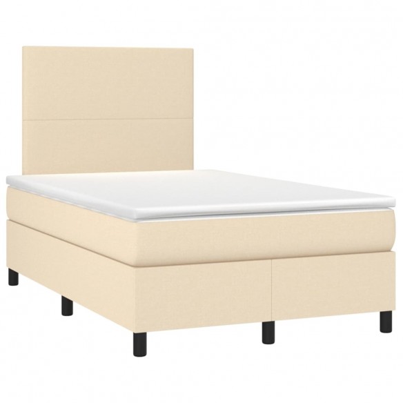 Cadre de lit et matelas et LED Crème 120x200cm Tissu