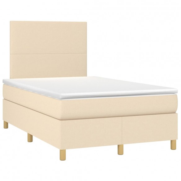 Cadre de lit et matelas et LED Crème 120x200cm Tissu