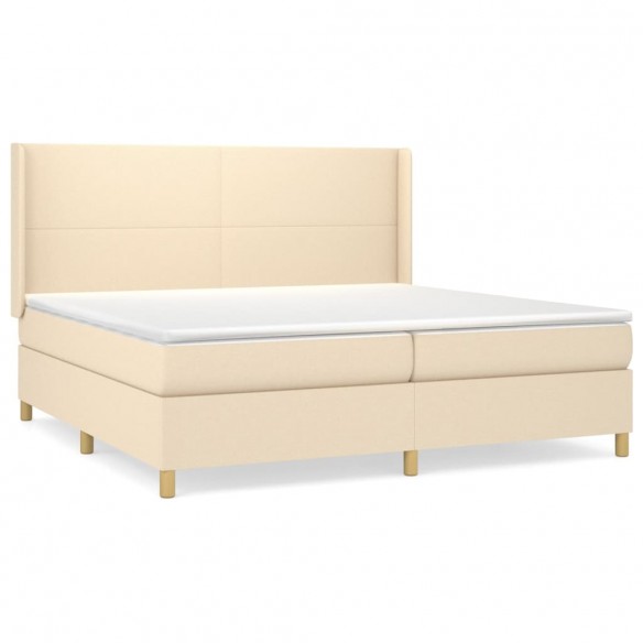 Cadre de lit avec matelas Crème 200x200 cm Tissu