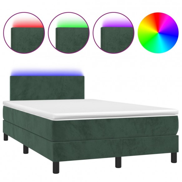 Cadre de lit avec matelas LED Vert foncé 120x200 cm