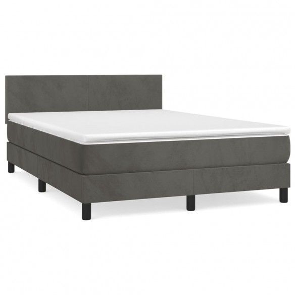 Cadre de lit et matelas Gris foncé 140x200cm Velours