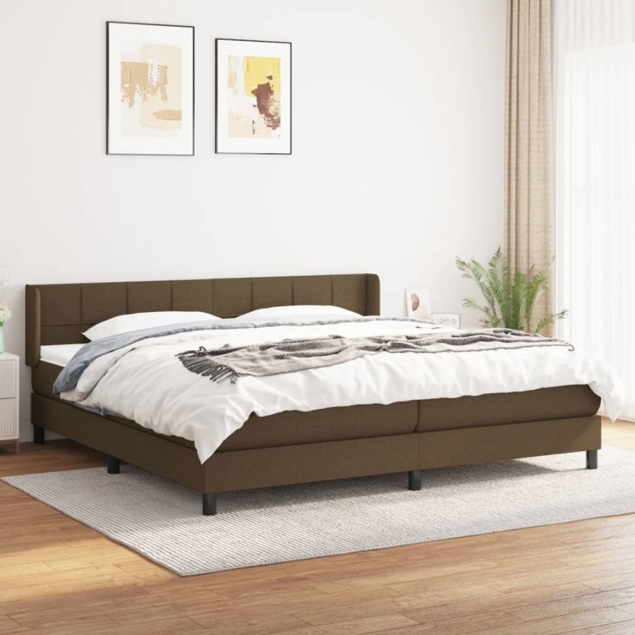 Cadre de lit avec matelas Marron foncé 200x200 cm