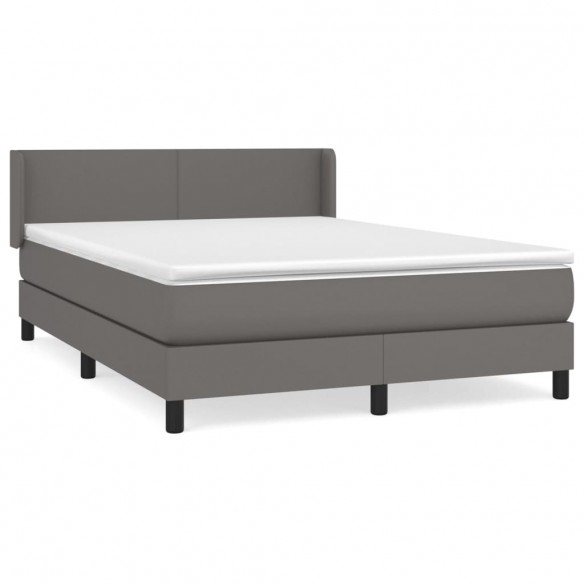 Cadre de lit avec matelas Gris 140x190 cm Similicuir