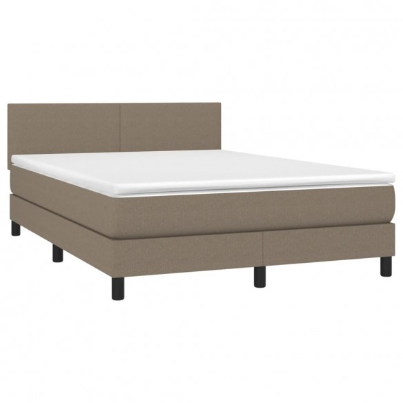 Cadre de lit avec matelas LED Taupe 140x190 cm Tissu