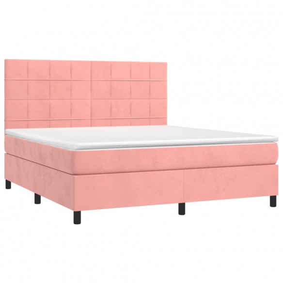 Cadre de lit matelas et LED Rose 180x200 cm Velours