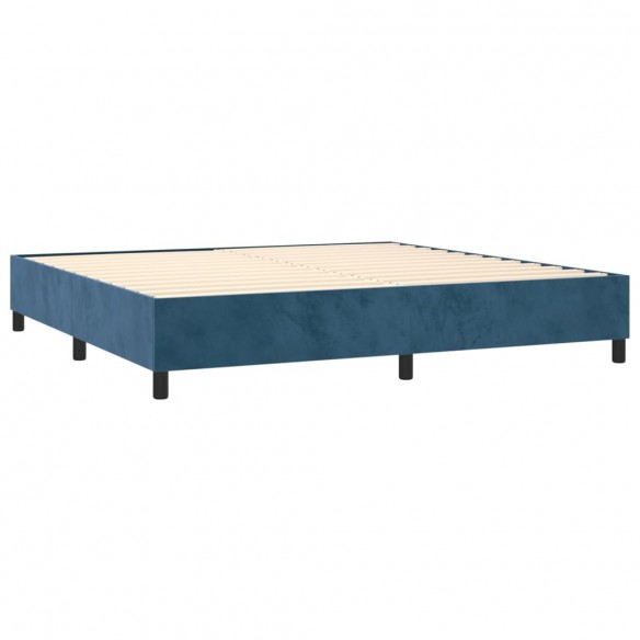 Cadre de lit et matelas Bleu foncé 180x200cm Velours