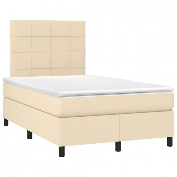 Cadre de lit avec matelas Crème 120x200 cm Tissu