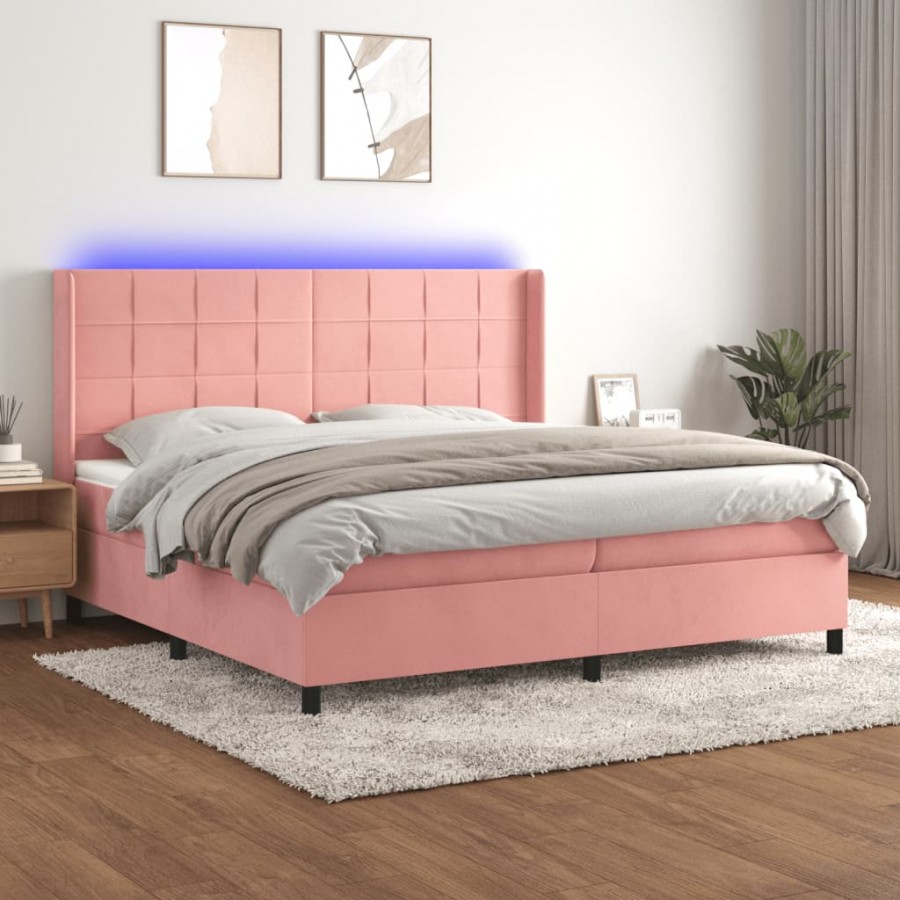 Cadre de lit matelas et LED Rose...