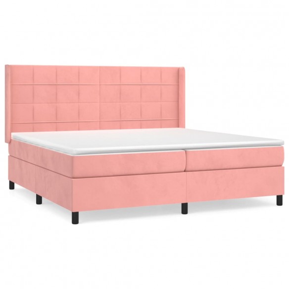 Cadre de lit avec matelas Rose 200x200 cm Velours